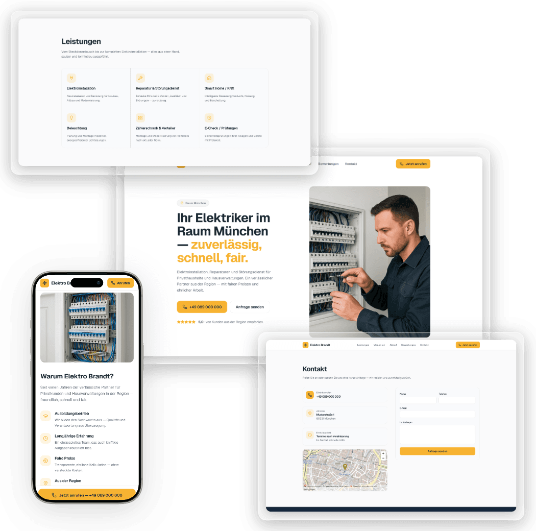 Vorschau der Webseite für Elektro Brandt