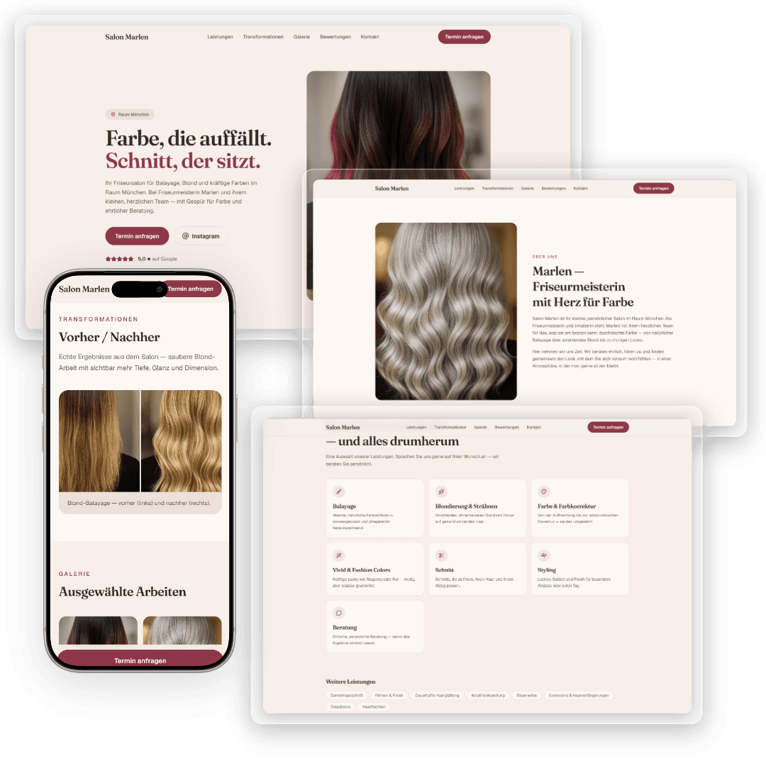 Vorschau der Webseite für Salon Marlen